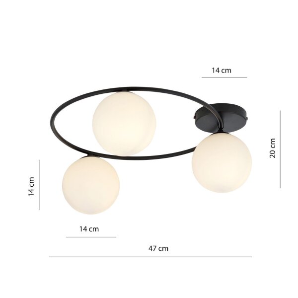 Plafonnier noir blanc H : 20 cm Ø 47 cm LIBORIO