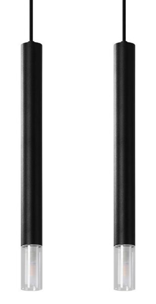 Lampe à suspendre Moderne 2 flammes G9 étroite Noir