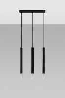 Lampe à suspendre noire métal verre 3...