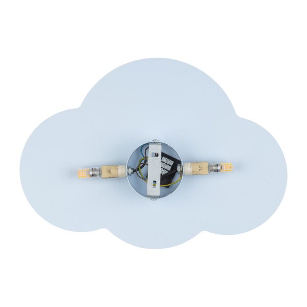 Applique murale chambre denfant nuage 2x G9 bleu clair métal