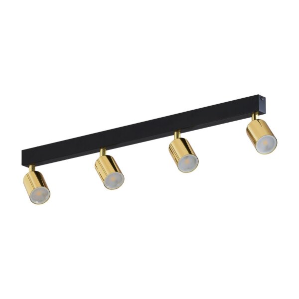 Spot de plafond GU10 or noir 4-flamme 83 cm long métal