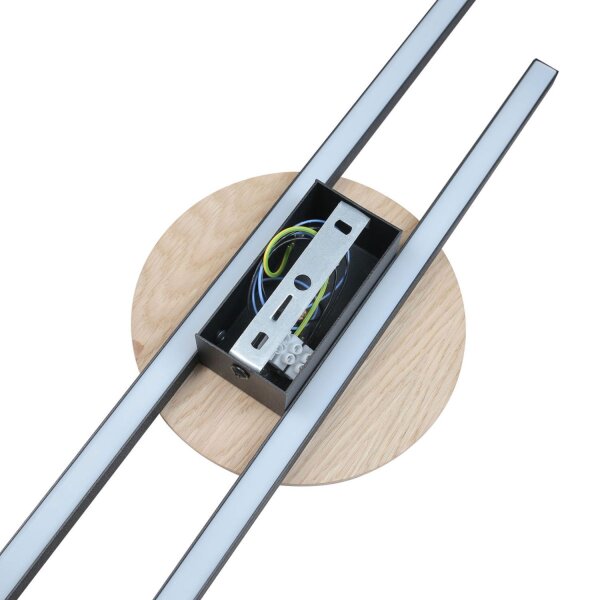 Applique LED indirecte 3000 K Noir Nature Métal Bois Moderne