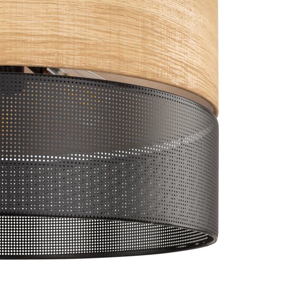 Suspension Noir Naturel Ø 50 cm ajustable 3x E27 Moderne