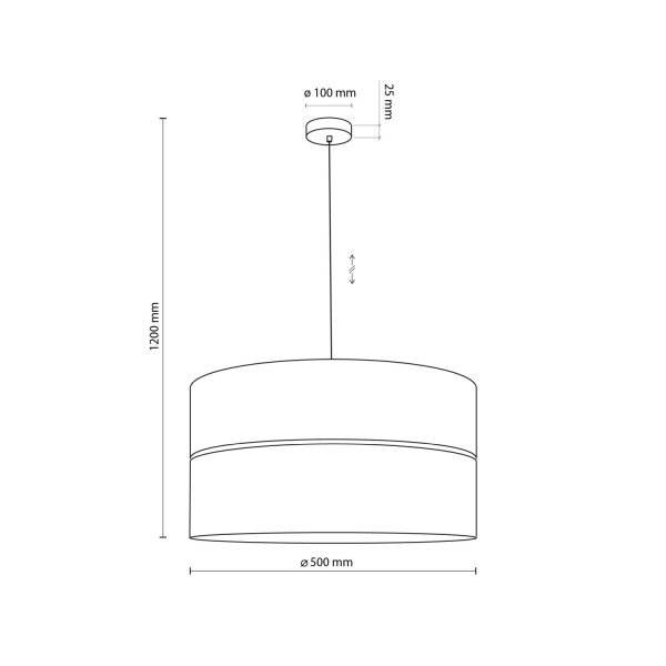 Suspension Noir Naturel Ø 50 cm ajustable 3x E27 Moderne