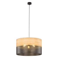 Suspension Noir Naturel &Oslash; 50 cm ajustable 3x E27...