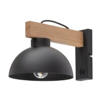 Wandleuchte mit Schalter Metall Holz B: 18 cm klein E27