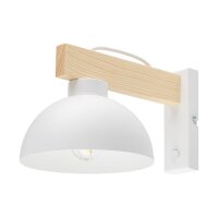 Vielseitige Wandleuchte mit Schalter Wei&szlig; Metall Holz