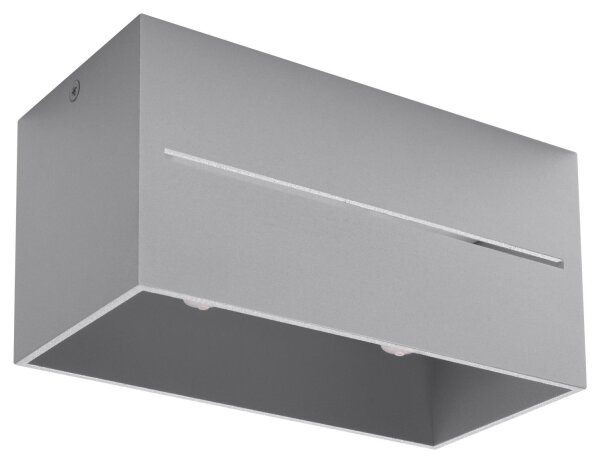 Plafonnier gris carré moderne aluminium 2x G9 couloir