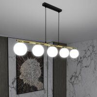 Suspension noir blanc or E14 verre métal 105 cm de...