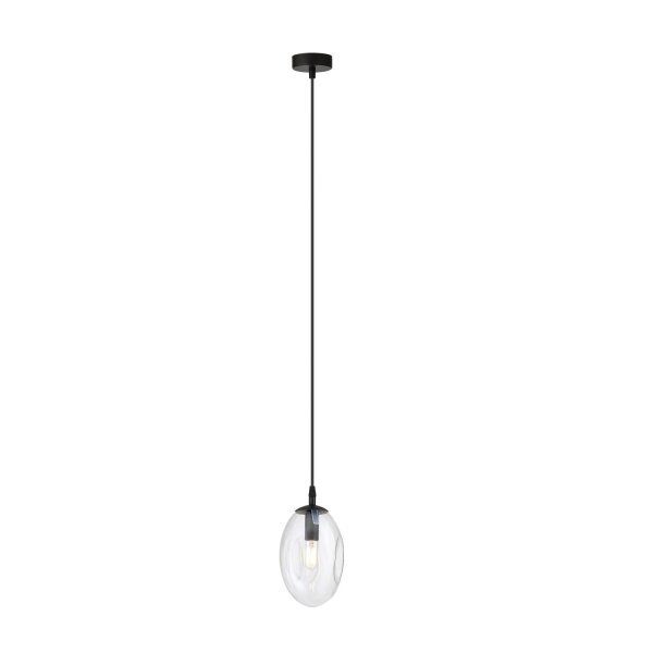 Pendelleuchte Glas Schirm Ø 12 cm Schwarz Transparent