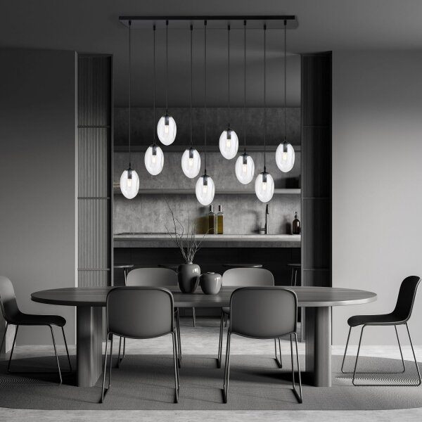 Lampe à suspendre grande 100 cm 9x E14 verre réglable en hauteur