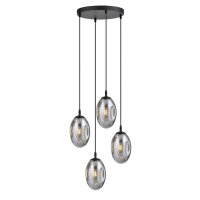 Pendelleuchte Schwarz Grau 4-flammig E14 Rauchglas