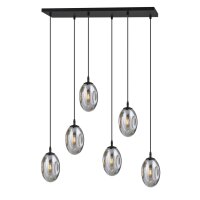 Hängelampe Glas 6-flammig E14 verstellbar Schwarz Grau