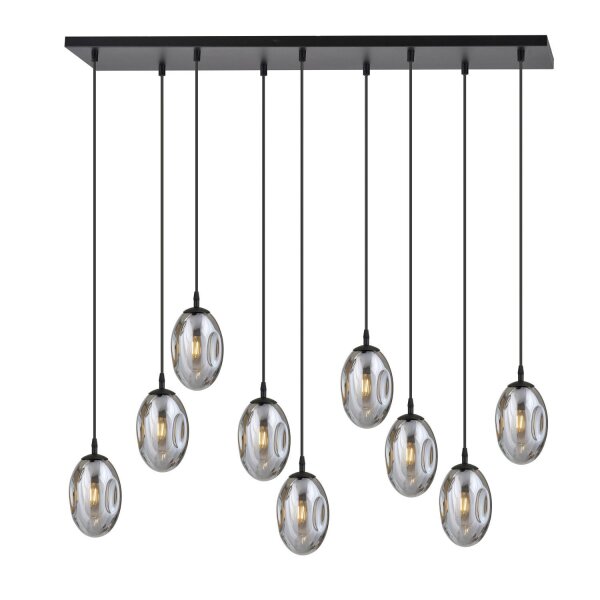 Große Hängeleuchte Glas Schirme9x E14 100 cm dekorativ