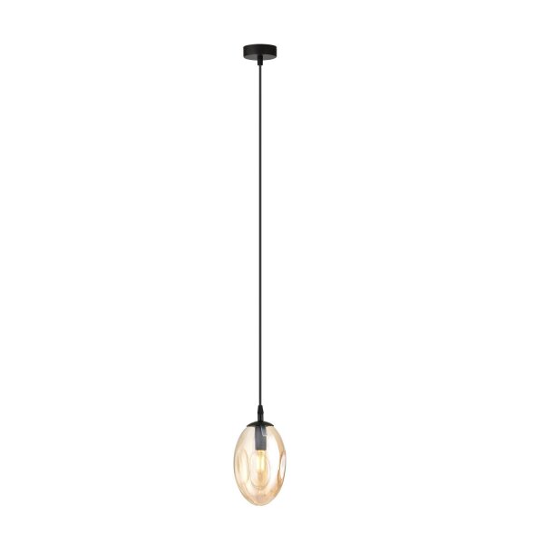 Lampe à suspendre verre fumé en ambre Ø 12 cm réglable