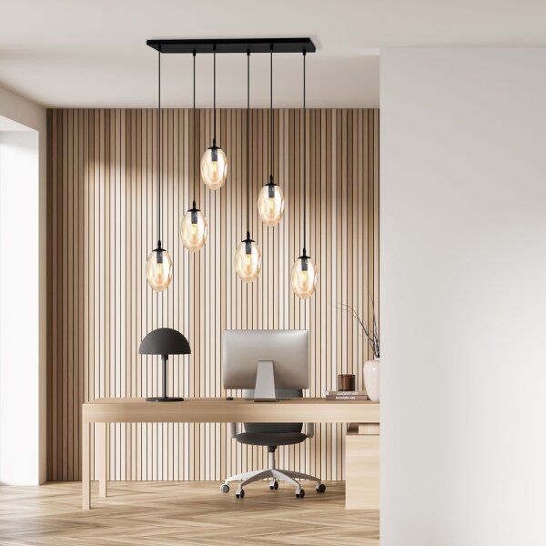 Große Hängeleuchte Glas 6x E14 70 cm länglich CARLU
