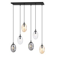 H&auml;ngelampe 6-flammig Rauchglas 70 cm breit CARLU