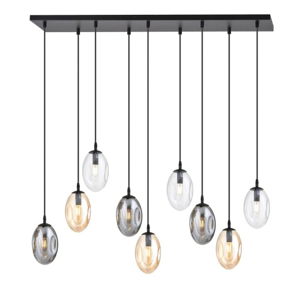 Pendelleuchte groß Rauchglas 100 cm lang 9x E14 CARLU