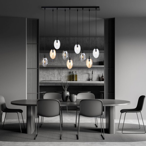 Pendelleuchte groß Rauchglas 100 cm lang 9x E14 CARLU