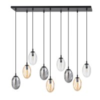 Pendelleuchte gro&szlig; Rauchglas 100 cm lang 9x E14 CARLU