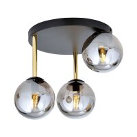 Deckenlampe rund &Oslash; 40 cm E14 Schwarz Grau Gold Glas Metall