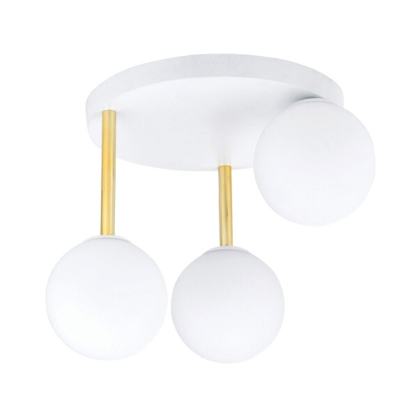 Deckenlampe Weiß Gold 3x E14 Glas Metall blendarm