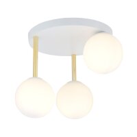 Deckenlampe Wei&szlig; Gold 3x E14 Glas Metall blendarm