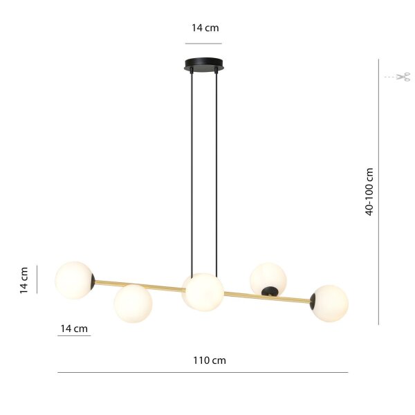 Hängelampe Metall Glas Kugelschirme E14 dekorativ