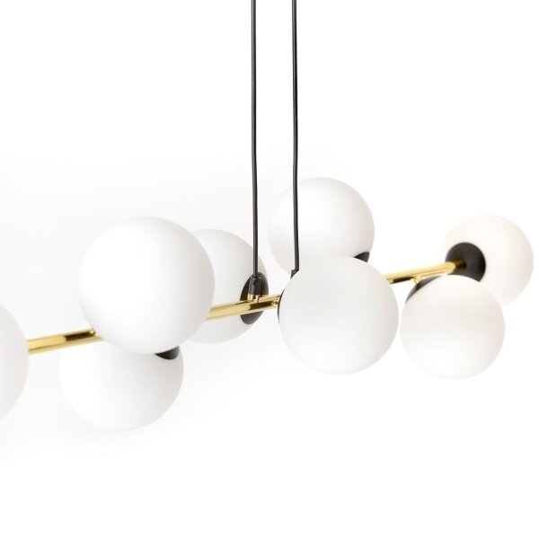 Suspension longue 140 cm E14 en noir blanc or