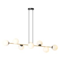 Suspension longue 140 cm E14 en noir blanc or