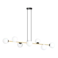 Suspension longue 140 cm E14 en noir blanc or