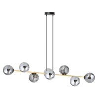 Pendelleuchte Schwarz Graphit Gold 140 cm lang Rauchglas