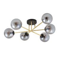 Plafonnier salon 75 cm 6x E14 verre métal