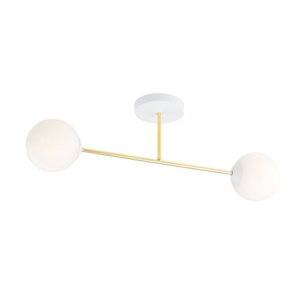 Deckenleuchte Weiß Gold 2-flammig 55 cm E14 ANNETTA