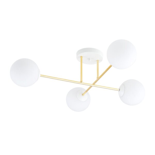 Deckenlampe Weiß Gold aus Glas Metall 4-flammig
