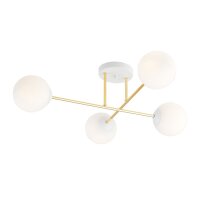 Deckenlampe Wei&szlig; Gold aus Glas Metall 4-flammig