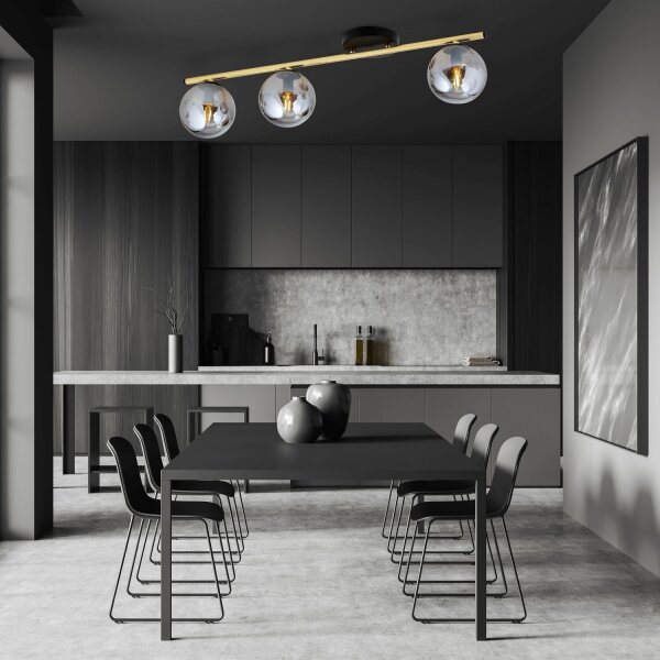 Plafonnier BEPPE noir graphite or E14