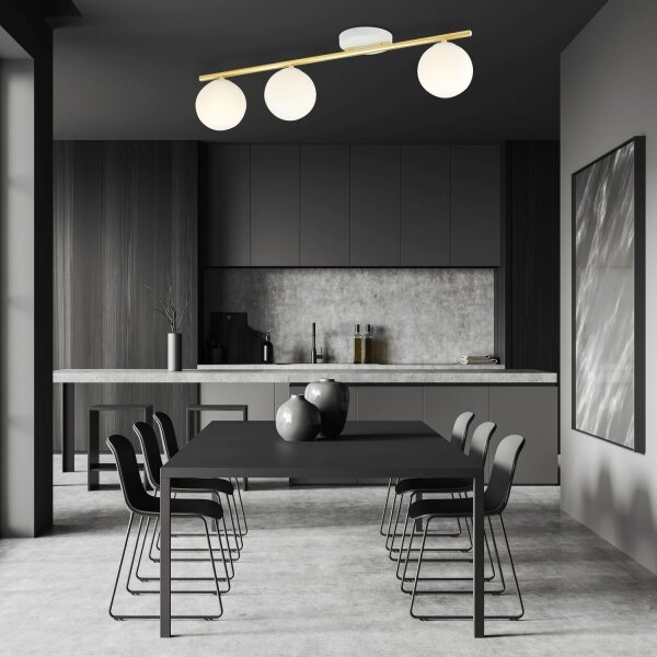 Deckenlampe Weiß Gold 80 cm Glas Metall dekorativ