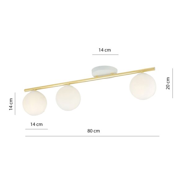 Deckenlampe Weiß Gold 80 cm Glas Metall dekorativ