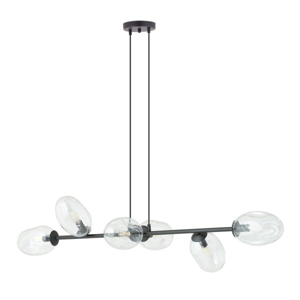 Pendelleuchte Schwarz Klar 6-flammig 120 cm lang