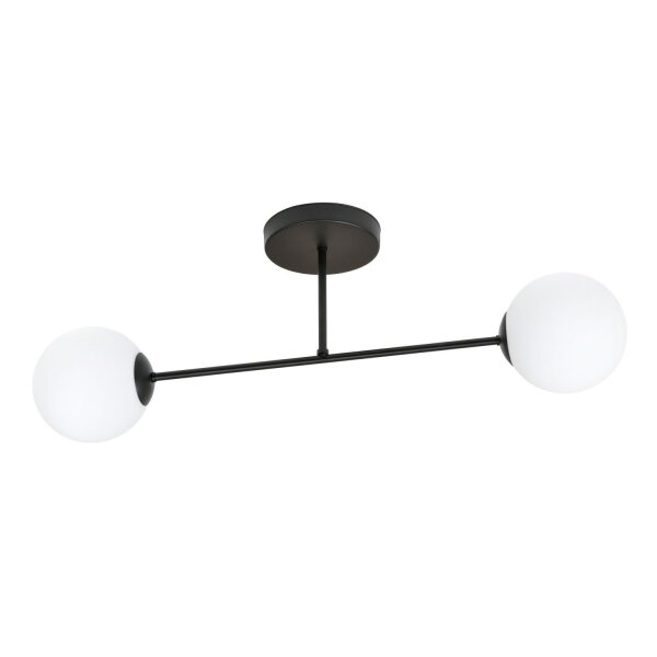 Deckenleuchte länglich 55 cm 2-flammig Glas Metall