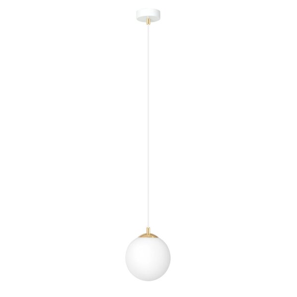 Lampe à suspendre Blanc Or E14 Verre Abat-jour sphérique Ø 14 cm
