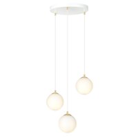 Suspension 3 flammes &Oslash; 40 cm Blanc Or Verre