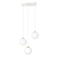 Suspension 3 flammes Ø 40 cm Blanc Or Verre
