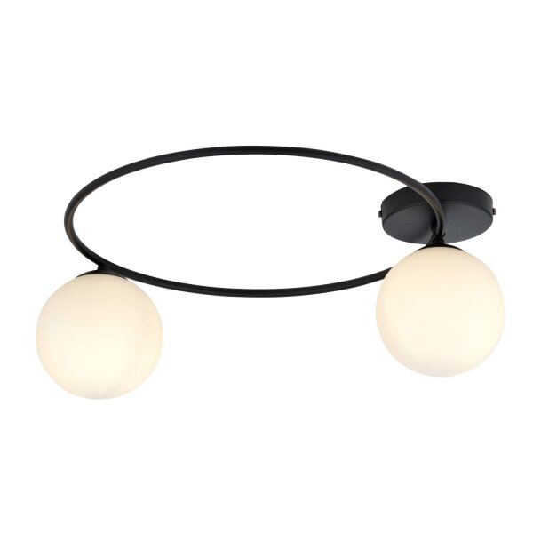 Plafonnier noir blanc E14 Ø 47 cm faible éblouissement