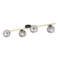 Plafonnier 100 cm de long verre fum&eacute; m&eacute;tal...