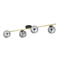 Plafonnier 100 cm de long verre fumé métal...