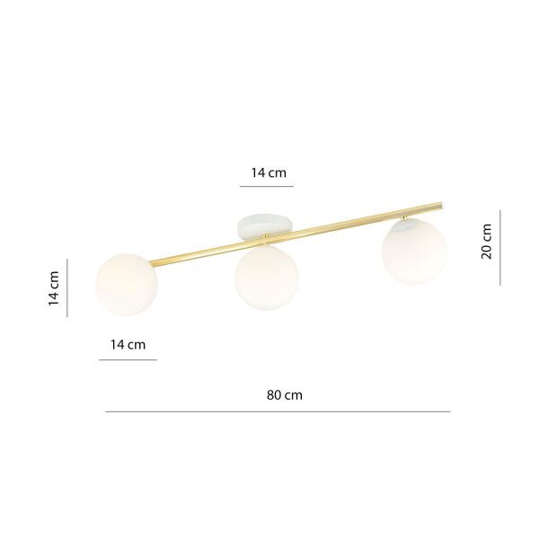 Deckenleuchte Weiß Gold 80 cm 3-flammig LUISELLA