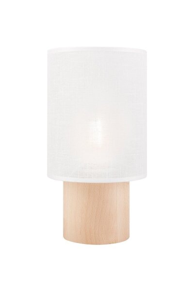 Wohnliche Tischlampe 30 cm E27 Weiß Stoff Holz Modern