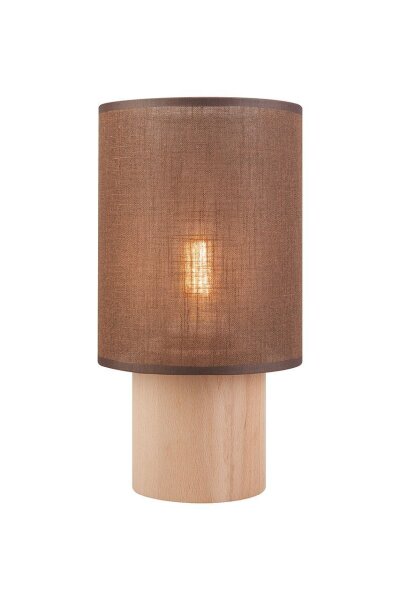 Tischleuchte Braun Stoff Holz E27 30 cm hoch wohnlich